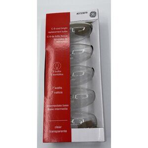 GE C9 Cool Bright Replacement Bulbs‎ 5 Bulbs Clear  7 Watts New Christmas